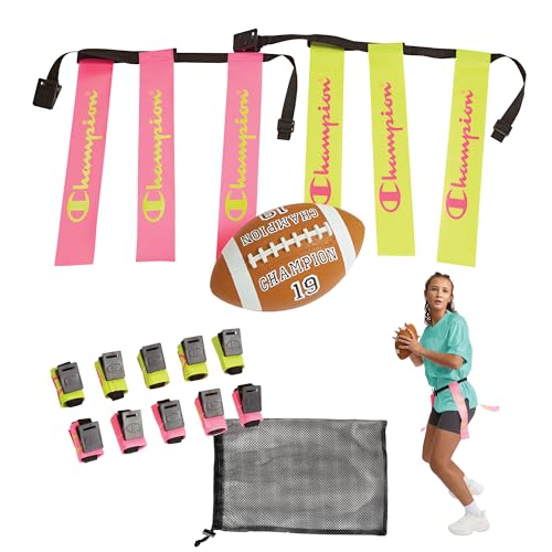 Champion Red Zone Flag Football Set with Belts Flag & Football (Evening Primrose/Knockout Pink)