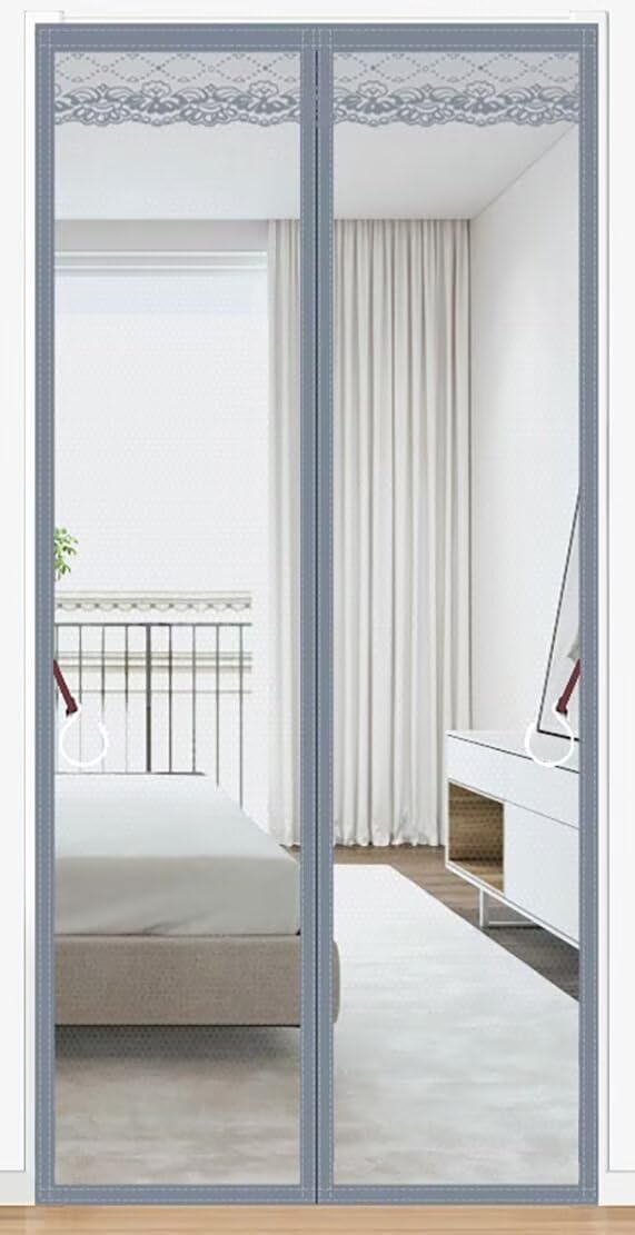 Magnet Fly Screen Door - Insect Protection with Powerful Magnets and Easy Install Magic Tape(Grey,80X200CM)