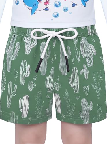 BliBliTaTa Jungen Badeshorts Schnelltrocknend mit Stretch-Kompressionsfutter Strandshorts für Kleinkinder Größe 2 3 4 5 6 7 8 10 12 14 16 Jahre Kaktus-10/12 Jahre