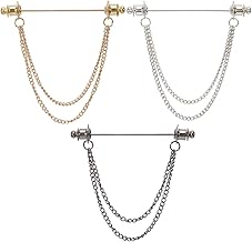 GORGECRAFT 2pz Spille per Colletto A Catena per Camicia Da Uomo e Da Donna Oro Argento Metallo Doppia Catena Spilla per Colletto Bar Nappa Spille per Cravatta Fermaglio Clip per Barra Spilla Bastone