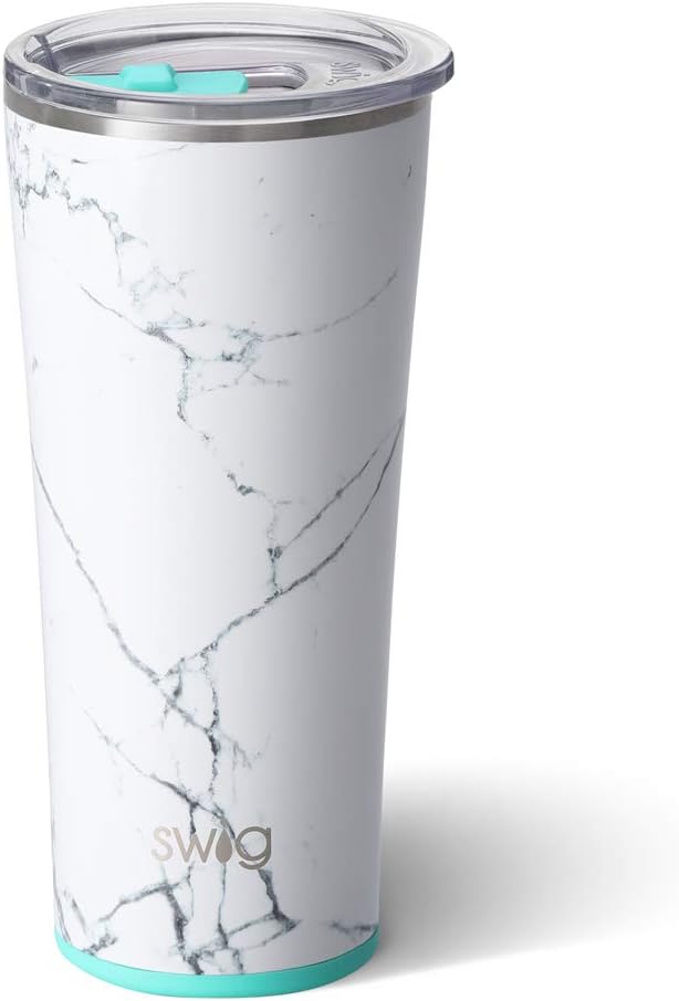  | Swig Life 22oz Triple Insulated Stainless Steel Skinny Tumbler with Lid, Dishwasher Safe, Double Wall, and Vacuum Sealed Travel Coffee Tumbler in Marble Slab Pattern: Tumblers & Water Glasses