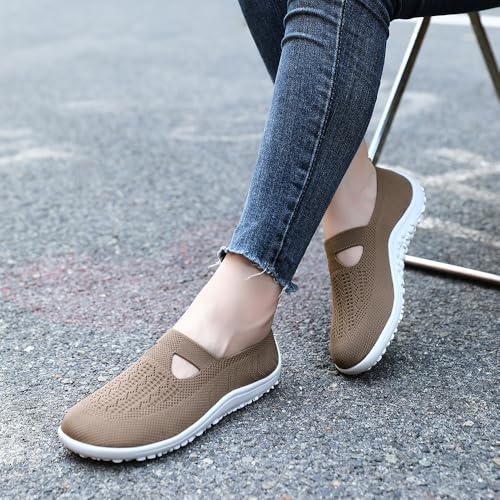 Women's Slip-On Barefoot Flats Casual Fashion Comfortable Flat Shoes for Moms Fabric Loafers with Rubber Sole Minimalist Walking Wide Toe Box Sneakers Lightweight All-Season3