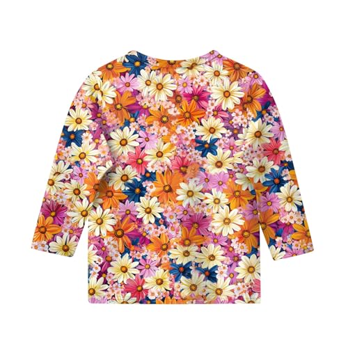 Shirts for Teens Girls Oversized Round Neck 3/4 Sleeve Tops Fall Pullover Tops 1/2 Sleeve Graphic Cute Outfits2