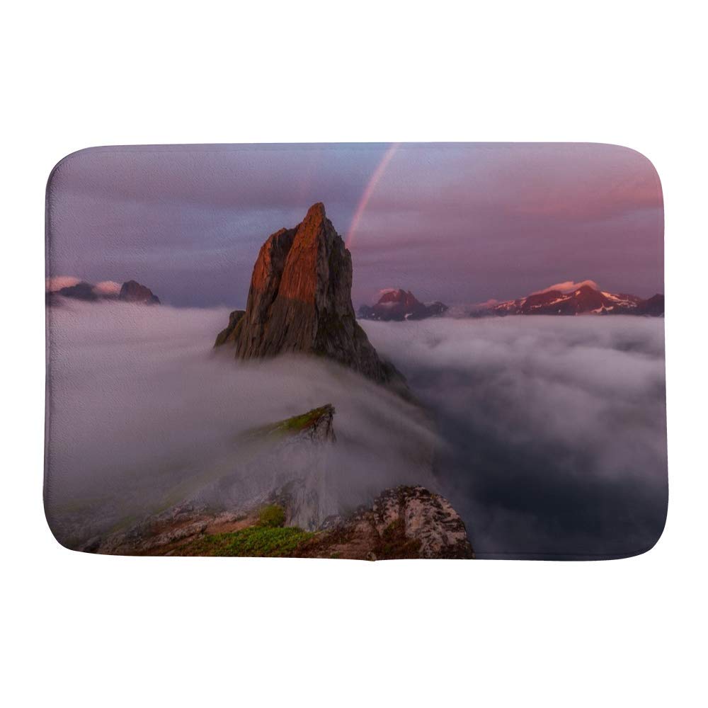 Tapis de bain rose montagne contre les sols mouillés et froids