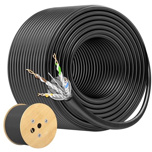 Cable Matters [UL Listed] 10Gbps in-Wall (CM) Rated 23AWG Bare Copper Shielded Cat 6A Cable - 500ft, Solid, S/STP, S/FTP Shielded Cat6a Bulk Ethernet Cable, Cat6a Ethernet Cord, Black