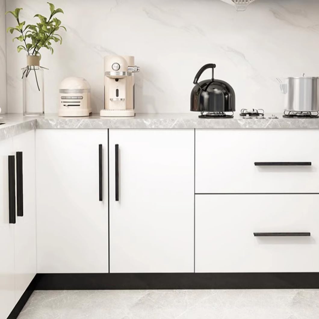Maniglie Moderne in Alluminio a Forma di T per mobili, per Cucina, Camera da Letto e Guardaroba, Maniglie per cassetti Neri con Lunghezza di 600 mm (2 Pezzi)