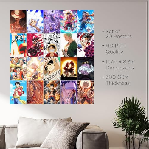 Image of Wallgasm One Piece Poster Set of 20, A4 Size 300 GSM - Zoro | Anime | Luffy Posters | One Piece Wall Art | Poster for Room
