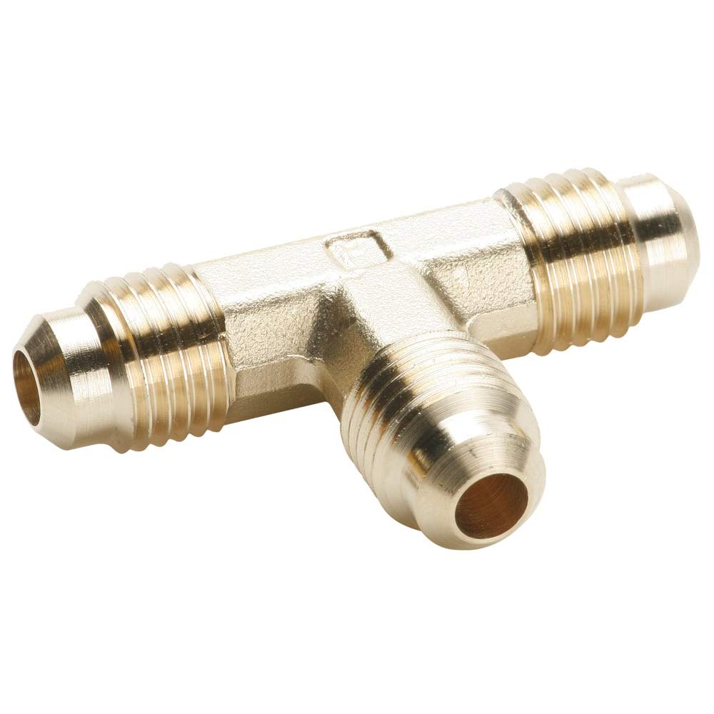 Parker Hannifin 144F-4-pk10 Union Tee, Brass, 45 Degree Flare Fitting, 1/4" Flare Tube x 1/4" Flare Tube (Pack of 10)
