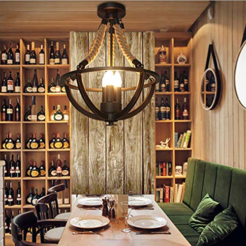 Cuisine îlot pendentif éclairage à 3 têtes avec cordes de chanvre ajustables - 4
