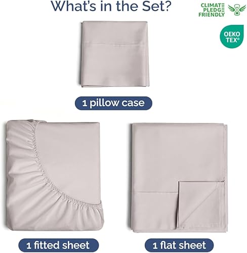 Miniatura 5 de Sábanas de 100 % algodón satinado de 400 hilos, sedoso y suave, para colchón alto, tamaño individual XL