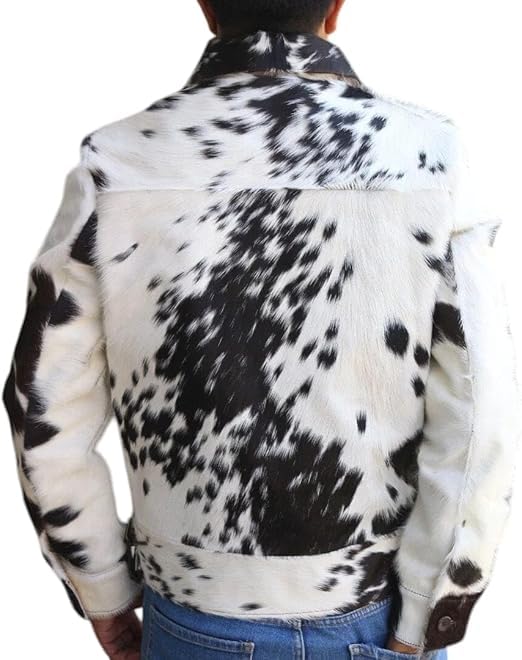 Men's Genuine Cowhide Leather Jacket Natural Hair-On Cow Skin Fashion Coat" By Reclaimed Vintage4