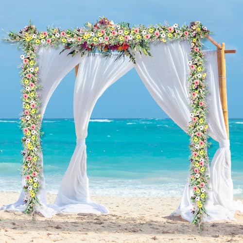 2Pcs 6.5 Ft Summer Flower Vine Garlands Artificial Wildflower Wisteria Lavender Daisy Spring Garland Not Withering Floral Wreath Garland All Year Round Home Decor for Indoor Outdoor Home Wedding Arch by YLOLUL - Used condition - Image 9
