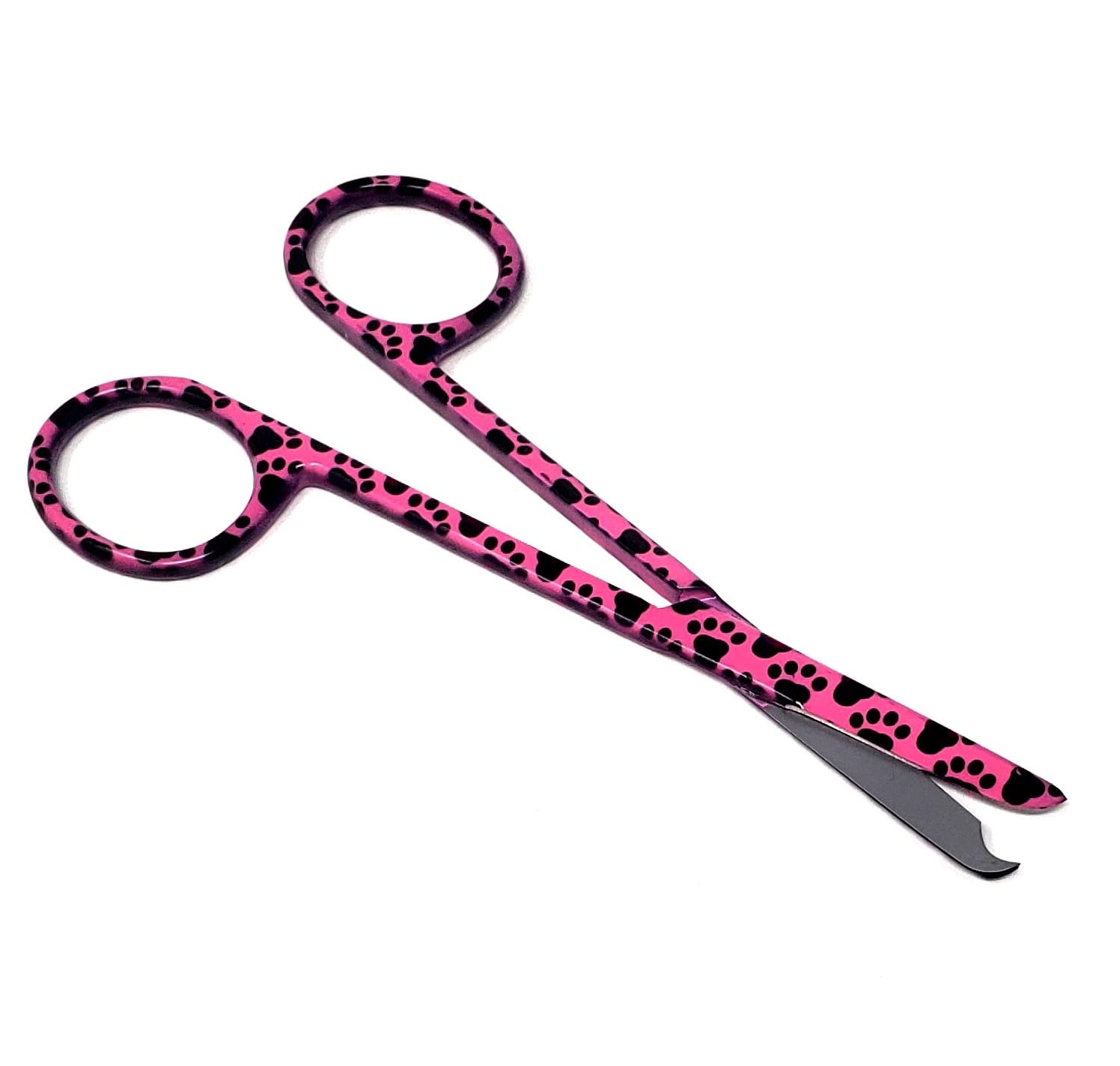 Suture Stitch Scissors 4.5", Pink Paws Pattern with Crescent Delicate Hook- Perfect for Suture Removal, First Aid, EMS Training and More Premium