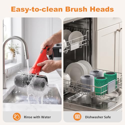 NeatLt Electric Grill Brush for Outdoor Grill, Cordless BBQ Grill Cleaner with Dual Rotating Heads, 450 RPM Motorized Grill Cleaning Brush with Forward & Reverse, 6-Piece Replaceable Brush Set - image 9