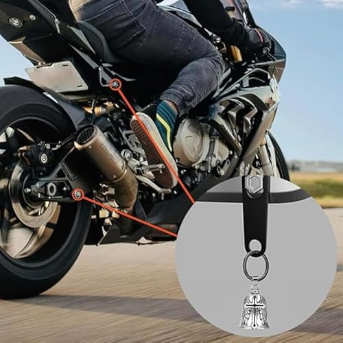 HEYOMI Guardian Bell Motorrad Glöckchen, Edelstahl Motorrad Glocke Glücksbringer, Motorrad Schlüsselanhänger, Schutzglocke Engel Reitglocke, Motorradglocke Schlüsselanhänger für Segne Den Frieden