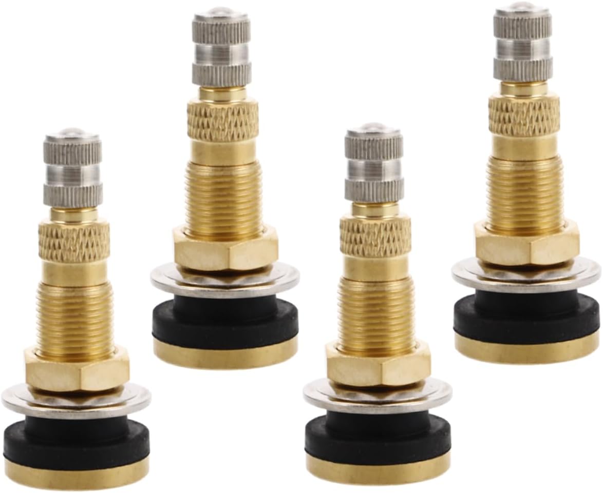 4pcs Tubeless Valve Stems Heavy Duty Copper Air Valve for Engineering Trucks Loaders and Farm Vehicles Easy Inflate Tire for Consistent Pressure and Leak Prevention