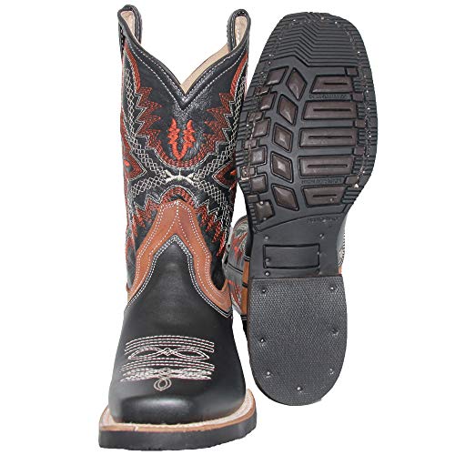 Western Shops Mens Genuine Leather Square Toe Cowboy Rodeo Western Boots2