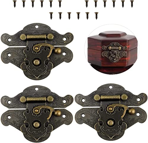Image of Retro Vintage Latch Hasp Pad Chest Lock Plate for Furniture Wooden Box Jewelry Case Cabinet, with Screws (W 65 x H 53 mm / 6.5 x 5.3 CM, 2)
