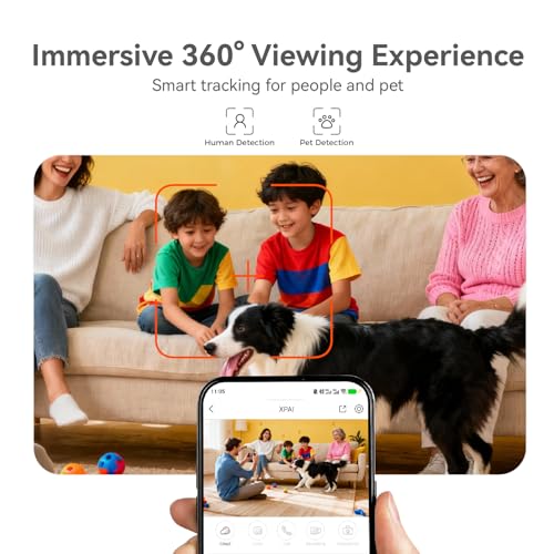 Image of 4K UHD Indoor Camera, 64G Built-in Storage No Subscription,Pet Camera Indoor with Phone App,Work as Baby Monitor /Cat /Dog Camera,360Pan&Tilt,Two-Way Talk,Privacy Mode,AI Tracking /Detection,2-Pack