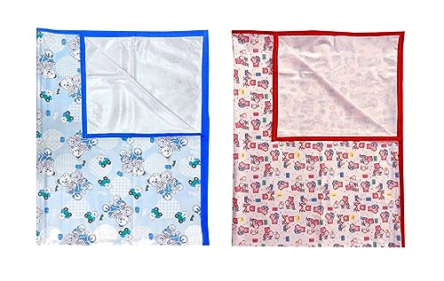 Image of EcoSoft Plastic Sheet,PVC Sheet for Kids,Rubber Sheet for Babies,Bed Wetting Protector(90 x 135 cm) (Blue Bear & BB Pink)