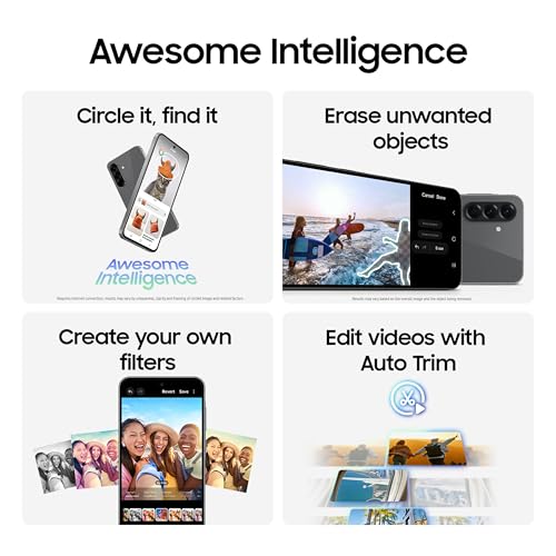 Image of Samsung Galaxy A56 5G Cell Phone, 128GB AI Smartphone, Unlocked Android, AI Photo Edits, Large Screen, Long Battery Life, 2025, US 1 Yr Manufacturer Warranty, Awesome Graphite