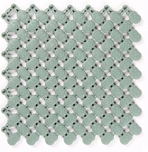 Soclear 10 Green Tiles - Non-Slip Interlocking Modular - Multi-Use Safety Floor Matting with Drainage Holes