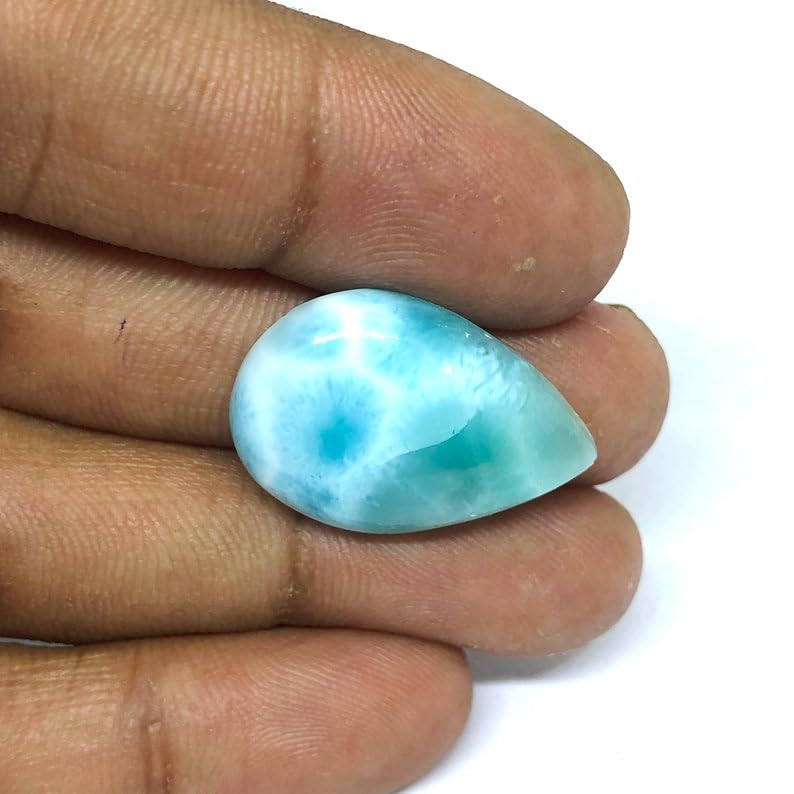 Larimar naturel en cabochon poire 23x15mm pour création de bijoux - 3