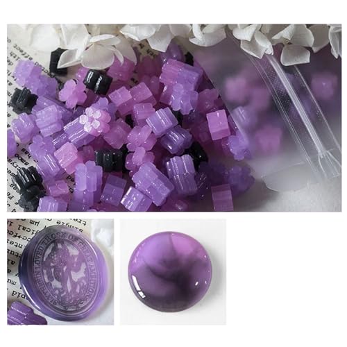 YAMOXLS シーリングワックス ワックスビーズ セット 封蝋 小粒 桜形 半透明 混色 可愛い 玉の質感 強い密着性 約120粒入り 台 DIY 手紙 便箋 装飾 手作り パーティー 招待状 結婚式 祝福 告白 祝い ギフト 記念日 封筒 (子夜笙歌)