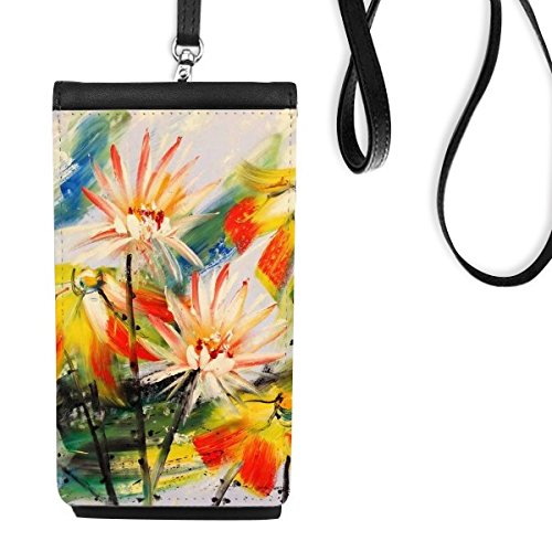 Porte-monnaie de cou noir et fleur de lotus pour balades et voyages