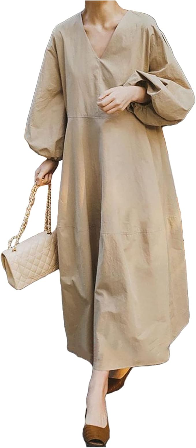 Amazon Co Jp グリーンティー ゆったり ワンピース 大きいサイズ ロング きれいめ レディース M L 服 ファッション小物