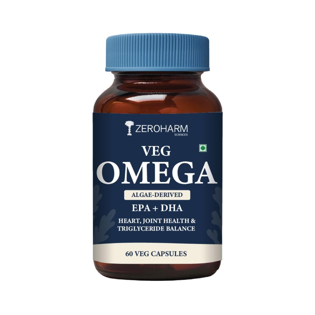 ZEROHARM Vegan Omega EPA + DHA Capsules - 100% Plant-Based Algae-Derived Omega 3 (Not Fish) - Supports Heart, Brain, Eye and Joint Health - For Men, Women & Kids - 60 Veg Capsules-image-46