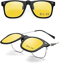 LUFF Clip-On Lunettes Jaune Conduite de Nuit Polarisé hommes et femmes, Anti-Reflection HD UV400 Protection
