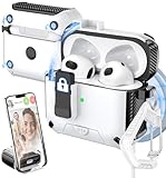 Picture of MHYALUDO for AirPods 3rd Generation Case Cover, Compatible with Magsafe, Magnetic Automatic Lock, Charging Port Dust-Proof & Stand Design with Cleaning Kit, Black/White