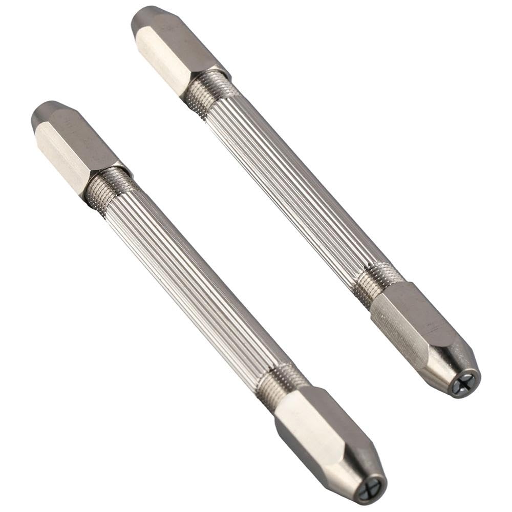 iuniq 2 pcs Hex Hand Drill Pin Vise, Double Ended Micro Drill Bit, Manual Hand Drill Tool for Jewelry Making Watch Repair