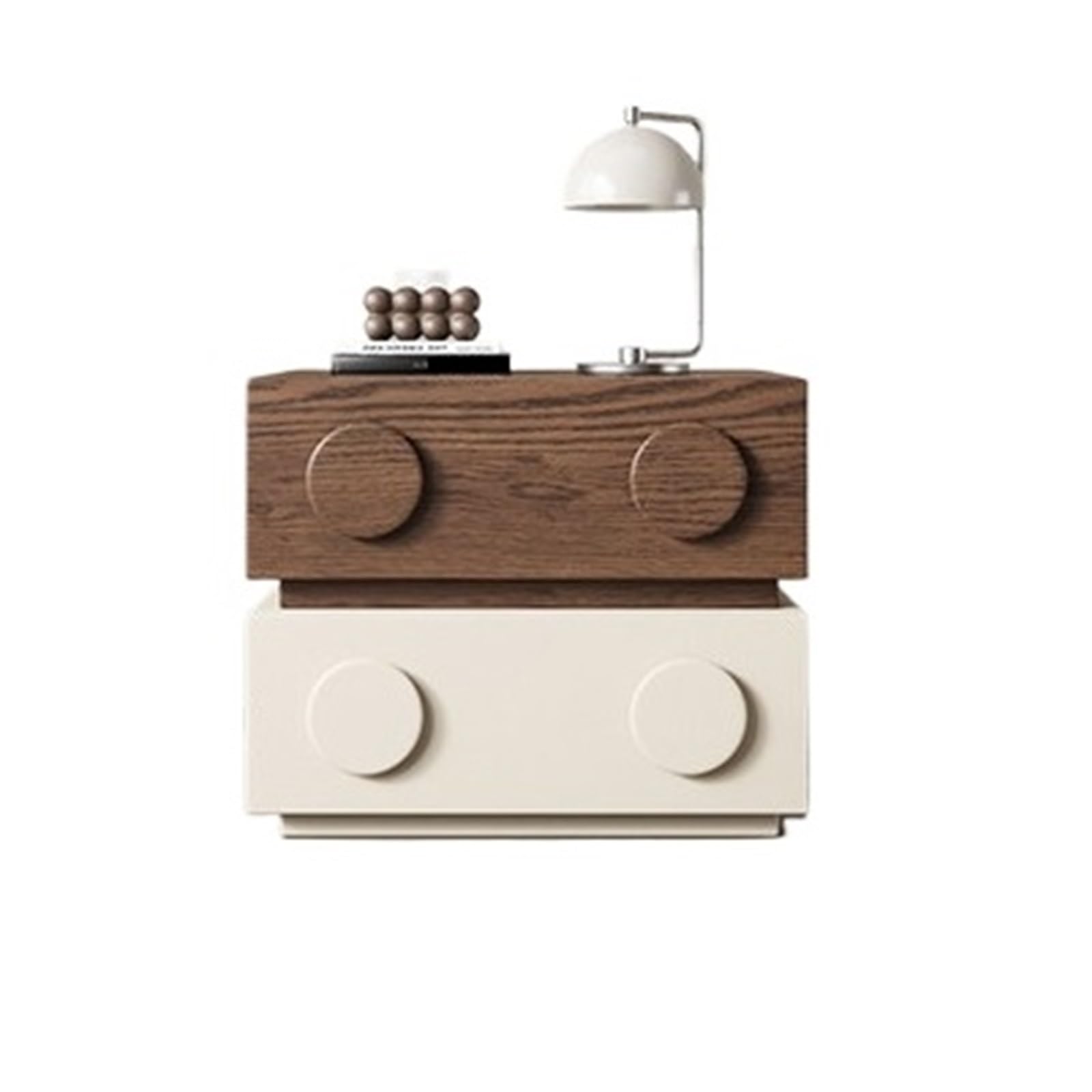 HLHLOP777 Nightstand Two-tone Wooden Nightstand With Two Drawers For Bedroom Storage Bedroom Furniture(Medium)