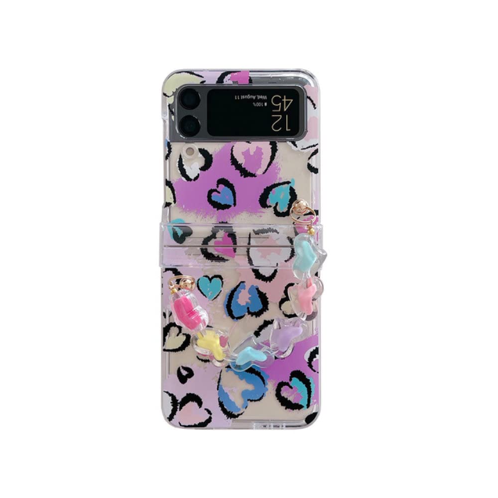 Coque fleur Samsung Z Flip 4 chaîne transparente idée cadeau mignon