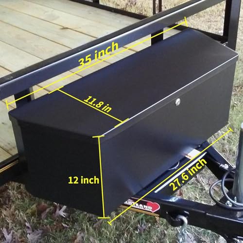 WEIZE Trailer Tongue Box, 2.31cu.ft. Trailer Tool Box, Black Steel, 35x12.2x11.8inch, 1 Pack