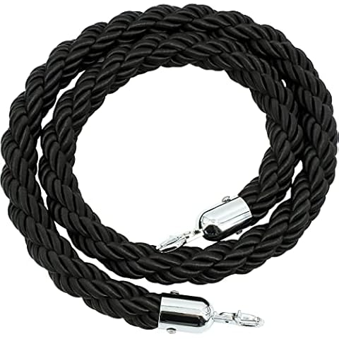 Twisted Barrier Rope Queue Divider Crowd Control Stanchion Queue 1.5m Black Cover