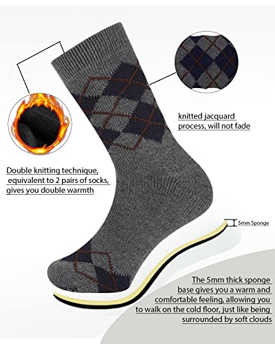 Vihir Men's Slipper Socks With Suede Non Slip Sole -Winter Knitted Home Warm Floor Indoor Stocking House4