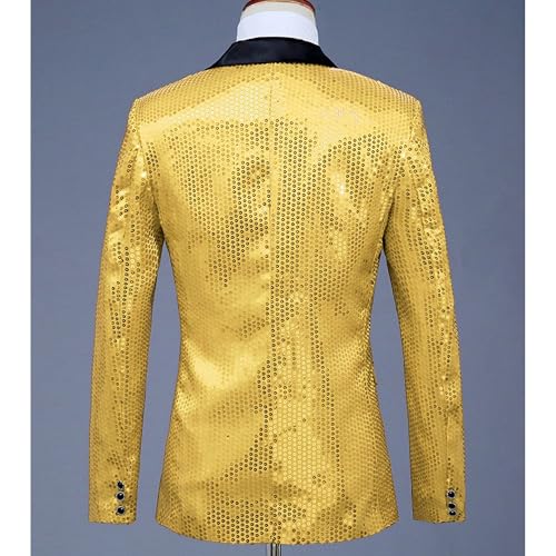 Sequin Blazer for Mens Prom Wedding Party Fashion Shiny Sequins Tuxedo One Button Peak Lapel Suit Jacket4