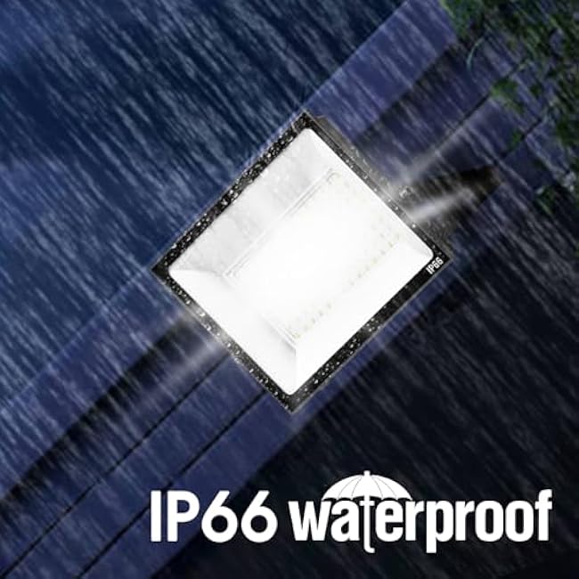 50W Flood Light Outdoor: 2 Pack 5000LM Bright LED Plug-in Flood Light, IP66 Waterproof, 100-265V, 6500K Daylight White, Plug-and-Play, Heat Dissipation, Ideal for Yard, Garage, Stadium