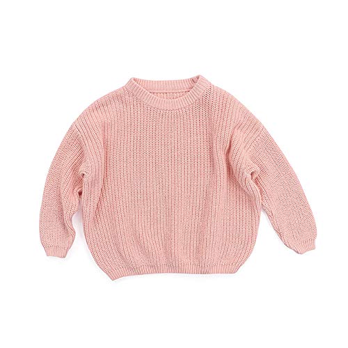 Newborn Toddler Baby Knitted Sweater Kids Boy Girl Fall Winter Warm Crewneck Pullover Tops Outfits Clothes (Pink,12-18 Months)
