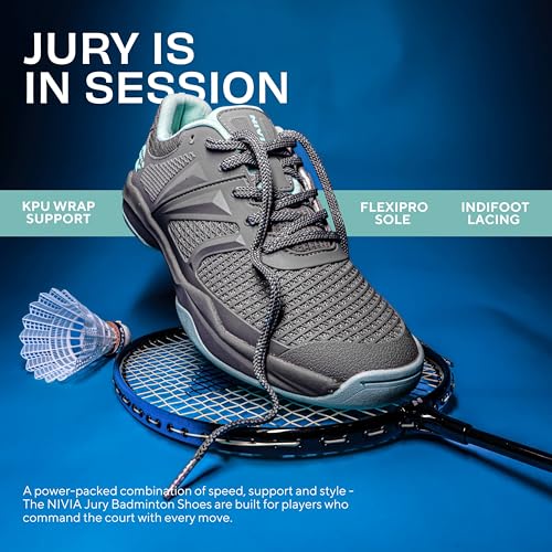 Image of Nivia Jury Badminton Shoes for Men, Air Mesh & PU Upper, TPU Shank Plate Outsole, Ortholite Foam Insock, Designed for Serious Badminton Players