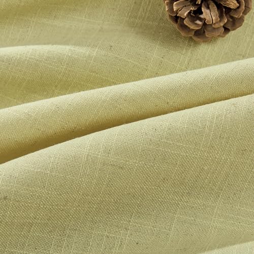 Image of Joydeco Linen Curtains, 2 Panels Set, Light Filtering, 63 Inch Long, Living Room, Lima Bean