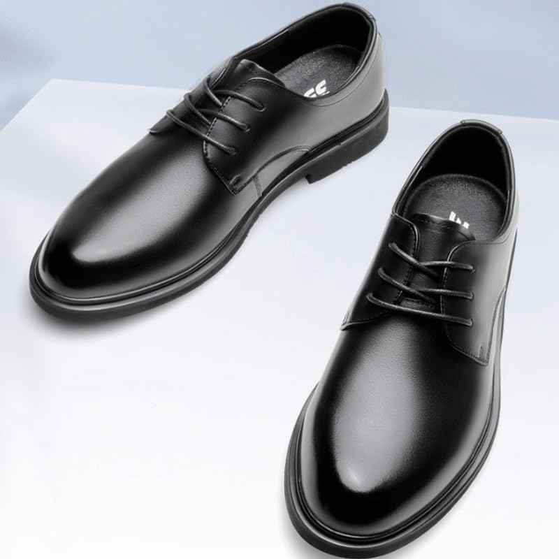 Men's Genuine Leather Lace Up Oxfords Casual Business Pointed Toe Non-Slip Platform Comfortable Breathable Casual Shoes2