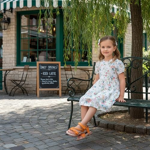 Image of GINFIVE Toddler Girls Sandals Little Girls Kids Summer Shoes Toddler Sandals
