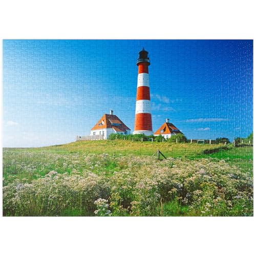 MyPuzzle Leuchtturm im Nationalpark Wattenmeer, Westerhever, Deutschland - Premium 1000 Teile Puzzle - MyPuzzle Sonderkollektion von Puzzle Galaxy