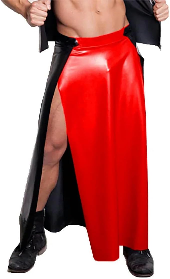 High Waist Long Skirts Mens Party PVC Skirts Halloween Cosplay Costume