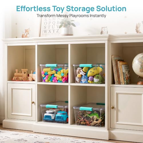 Image of Vtopmart 4 Pack 12 Qt Clear Craft Storage Bins with Lids and Latches | Stackable Plastic Storage Box for Art & Craft Supplies, Paper, Toys, BPA-Free Containers for Organizing