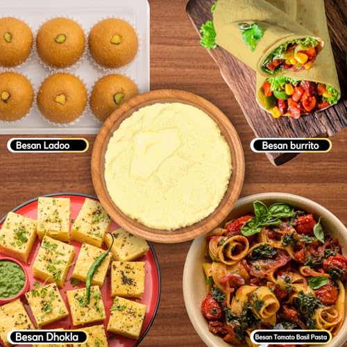 Image of Organic Zing Besan Flour also known as Chickpea Flour, Bengal Gram Flour or Garbanzo Bean Flour | Vegan | Preservative Free - Resealable Pack - 453g (Pack of 2)